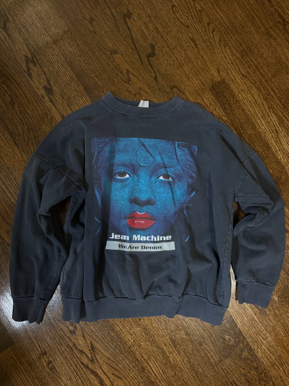 Machine Navy Graphic Face Sweatshirt with Red Accent